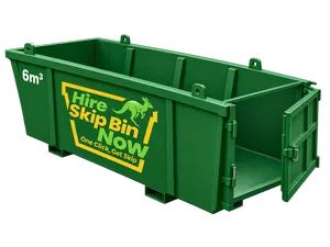 Forest-green 6m³ skip bin with walk-in door